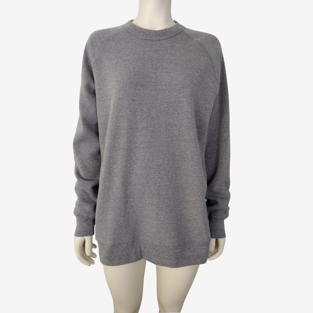 Glamour Kills Gray Crew Neck Long Sleeve Fleece Lined Pullover Sweatshirt